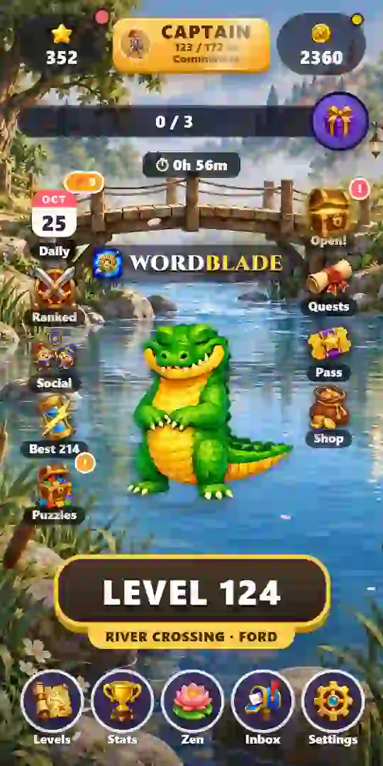WordBlade home screen